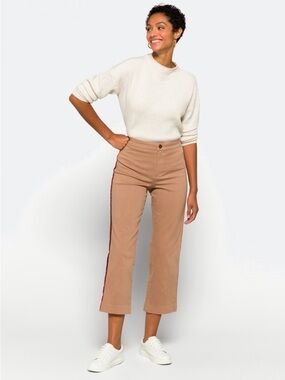 🪵♥️ LILA RYAN Tan Side-Stripe Cropped Pants